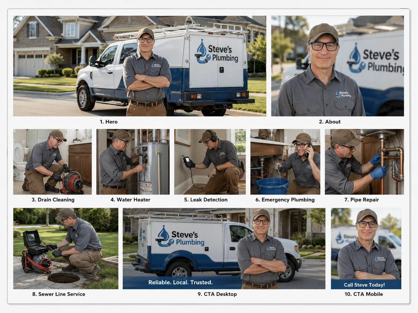 Custom image collection prepared for a local business website