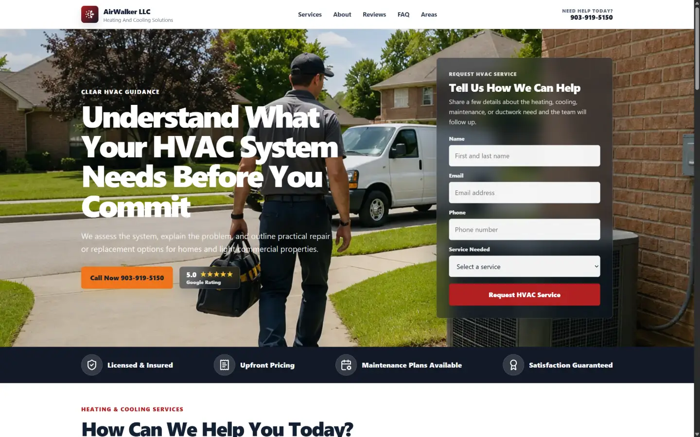 HVAC website created with Lead Flow Studio